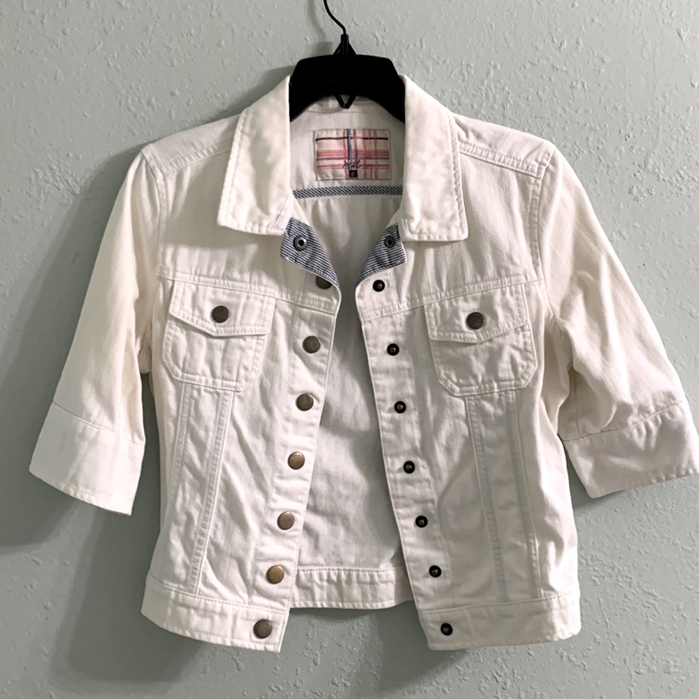 Next White Denim Cropped Jacket
